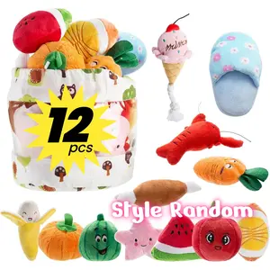 12pcs Dog Squeaky Toys, Plush Pumpkin Small Dog Toys with Squeakers, Stuffed Puppy Toys for Small & Medium Dogs, Random Styles