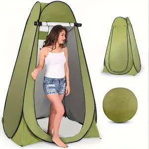Portable Pop-Up Privacy Shelter Tent for Outdoor Shower, Dressing, and Toilet Use - Grass Green Polyester, Zipper Closure, Water-Resistant, Quick Setup, 1 Person Capacity with Glass Fiber Frame