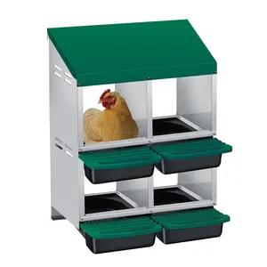Compartment Metal Chicken Nesting Box with Protective Lid, Easy Egg Collection, Sturdy Construction for Hen Coop, Grids with Bracket – Blue/Green/Orange/Red