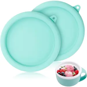 2 Pcs Silicone Lid for Dash My Mug Ice Cream Maker, 5.9in BPA-Free Silicone Bowl Covers, Storage Lid, Ice Cream Maker Lid Replacement, Accessories for Dash Ice Cream Maker Mug (Light Green)
