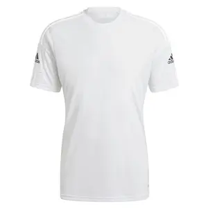 adidas Mens Squadra 21 Crew Neck Short Sleeve Jersey Soccer Cleats Moisture Wicking - White adidas Mens Squadra 21 Crew Neck Short Sleeve Jersey Soccer Cleats Moisture Wicking - White