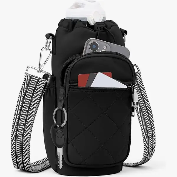 Water Bottle Carrier Bag with Strap, Insulated Corssbody Purse
