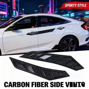 Universal Abs Car Side Vent Hood 2 Piece Set, Easy Installation with Adhesive, Full Coverage, Imitate Air Intake, Sporty Style, Decorative Strip, Car Decals