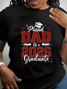 100% Cotton Unisex Senior Dad 2026 Graduation Proud Dad of a 2026 graduate T-Shirt Casual Graphic Printed Vintage Tshirt