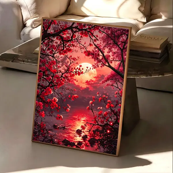 Full Drill Round Rhinestone Art Set, Landscape 5D Diamond Painting for Adults DIY