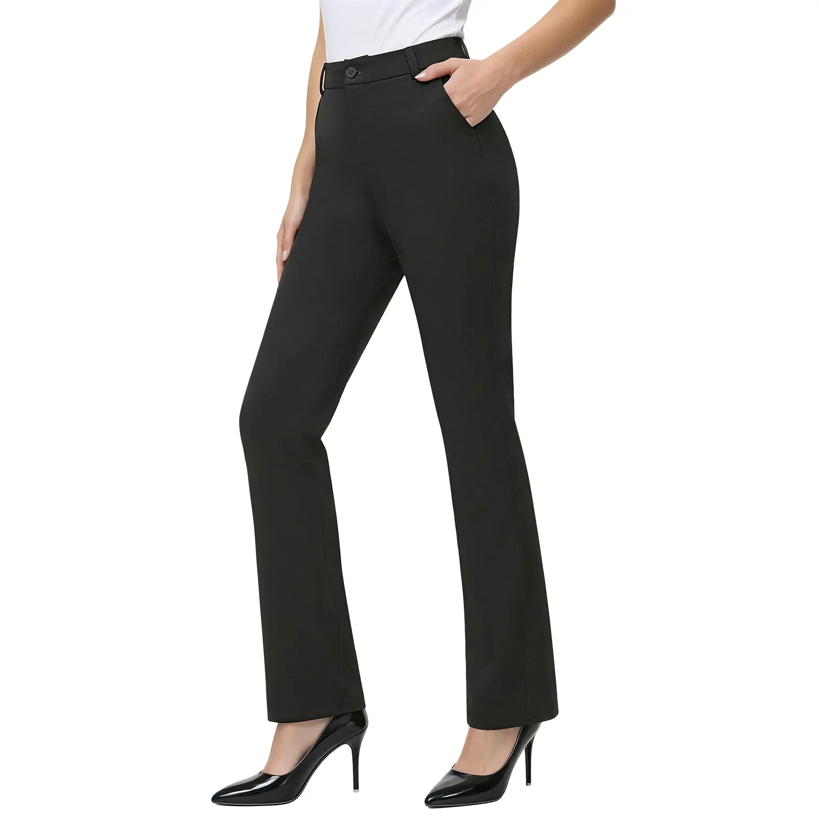 iChosy Stretchy Straight Leg Work Slacks Women's Business Casual Office Pants with Pockets