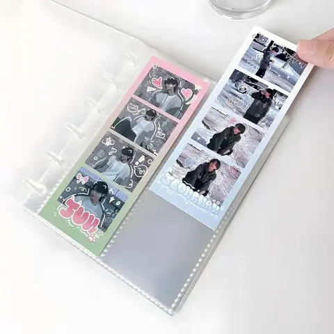 Transparent Photo Booth Album Book for 2x6 inch Photo Strips, Photo Album 20-Page Bookmark Holder Binder Wedding Photo Albums, Home Decor Organizer