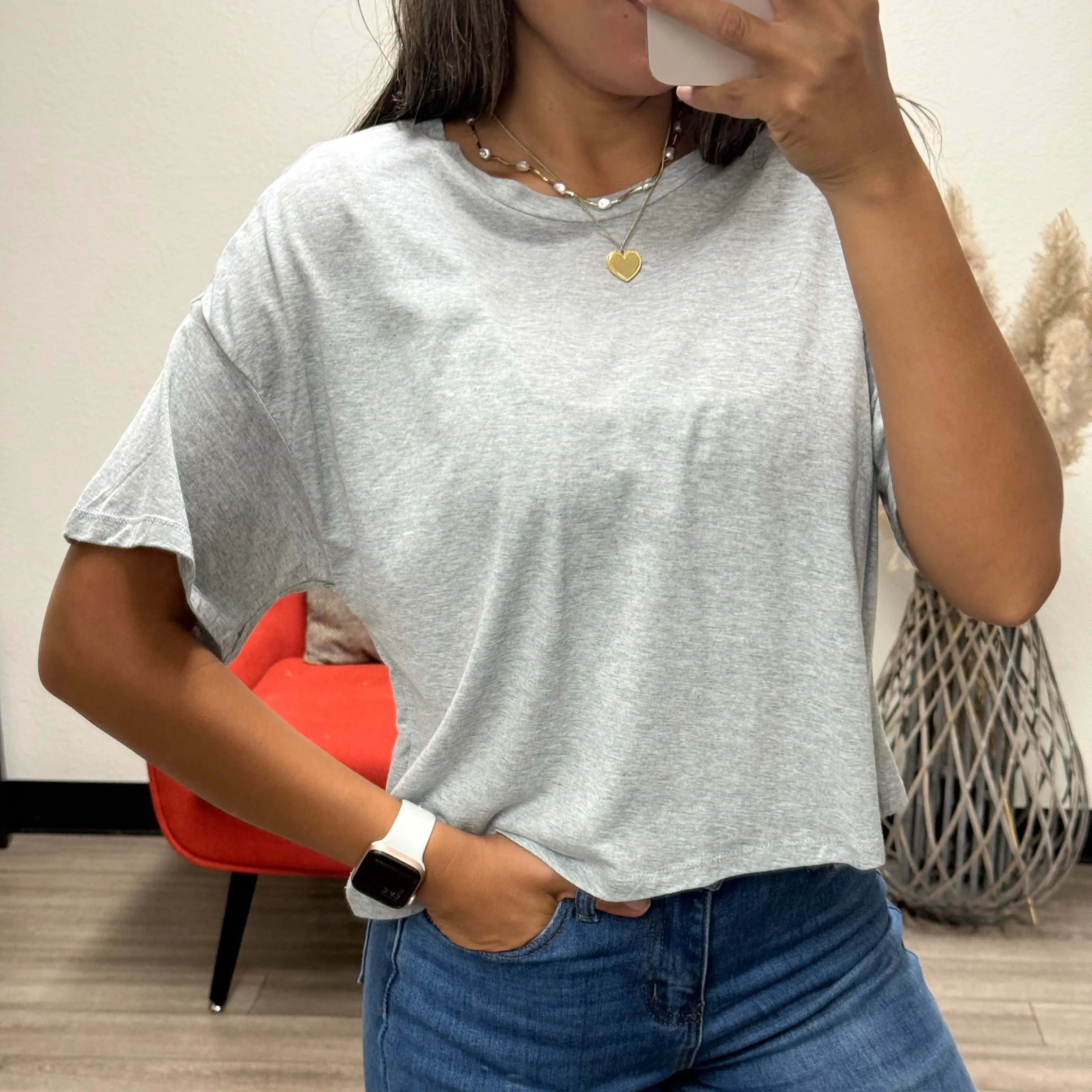 Classic Juliana Oversized Short Sleeve Cropped Basic Tee, All Day Comfort, Premium Quality, Solid, Essential Wear, Chic Look, Street Style, Well Made, Layering Piece, Relaxed Fit, Easy Fit, chic everyday, clean aesthetic