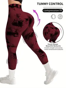 Women's Tie-Dye High-Waisted Sports Tight Pants, Stretch High Waist, Breathable Slim Fit Training Bottoms, Seamless Design for Outdoor Wear