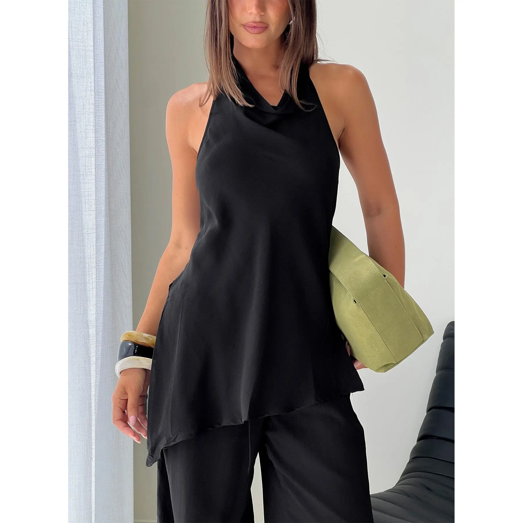 Emorisa Halter Longline Top Black