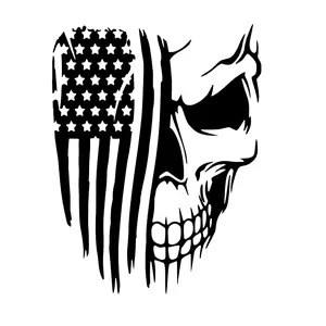 Skull Tattered Flag vinyl decal car window  choose color and size