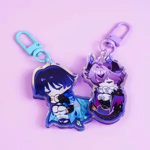 Genshin Impact Durin & Wanderer Chibi Acrylic Keychain - Sleepy Themed Lobster Clasp Charms