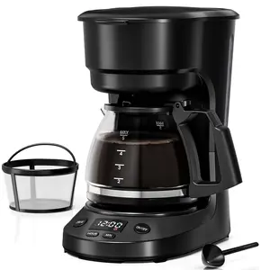Electactic Capresso 5-Cup Mini Drip Coffee Maker with Reusable Filter,  Convenient and User Friendly, Black with Auto Pause and Serve Function, Glass Carafe