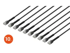 Intellinet Cat6 U/UTP FlexiBoot Slim Network Patch Cable, 5 ft., Black, 10-Pack, 10G, 250 MHz, 100% Copper, 32 AWG, RJ45, Stranded, Highly Bendable, Gold-plated Contacts
