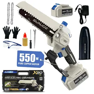 Sun Joe Mini Chainsaw 6-Inch Cordless - 4000mAh Long-Lasting Battery, Lightweight One-Handed Electric Pruning Saw for Men & Women, Seniors, Gardening, Camping, Firewood - Charger + Oil + Gloves + Hardshell Case Included | Gift Idea