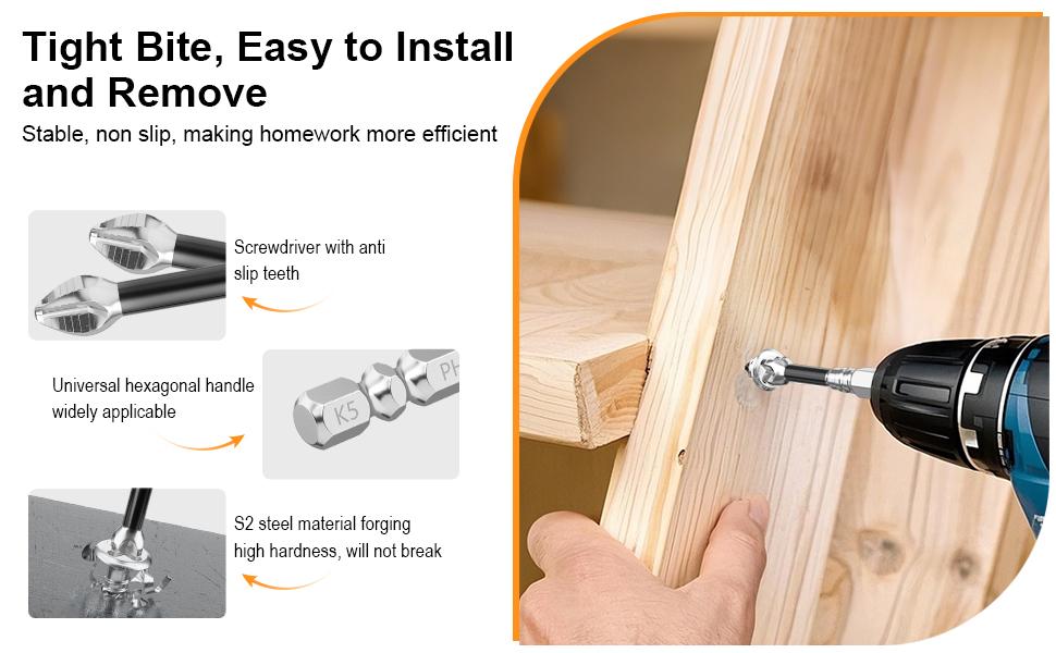 24/18/12/6Pcs  K5 Anti Slip Impact Driver Bit Set Magnetic Screwdriver Bits High-Magnetic Anti Slip Drill Bits for Power Tools Strong Durability for DIY Home Repair & Woodworking Projects