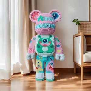 Cartoon Lucky Bear 3D Puzzle Blocks Creative Decoration, New 2026 Educational Building Set, Perfect Holiday Gift for Birthday Halloween Valentine's Day Christmas, Building Block Model