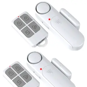 Wireless Door Alarm with Remote Control, Includes 2 Devices, Features Red Indicators