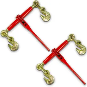 3/8"-1/2" Chain Binder, Drop Forged Ratchet Type Load Binders with 9,200Lbs,Use with 3/8 inch G70 or 1/2 inch G43 Transport Chain,Tie Down Heavy Loads to A  or Flatbed  (2 Pack)