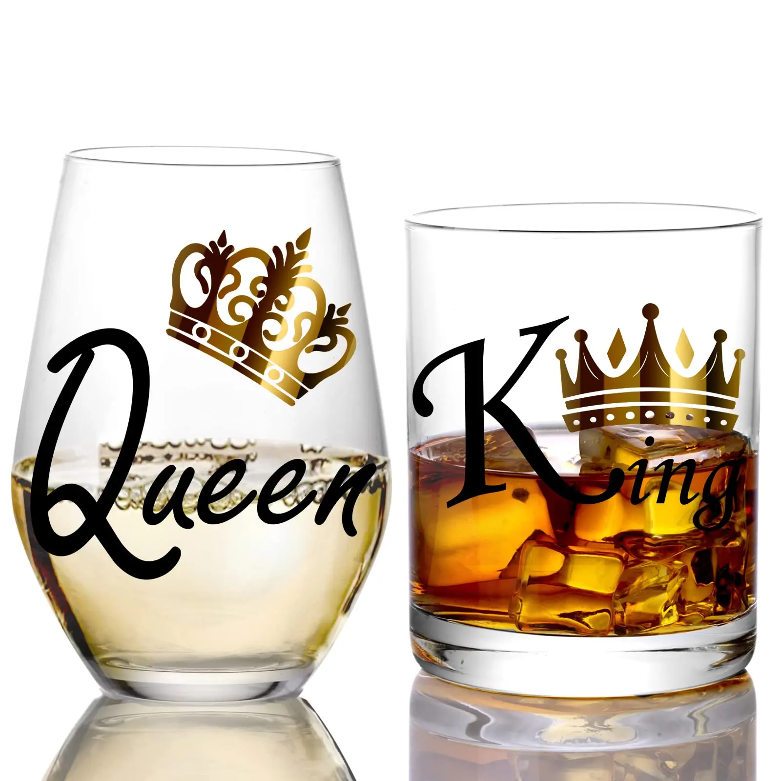 Unique COUPLE Wine Glasses for Engagement Wedding Christmas - King and Queen  Wine Glasses - Drinkware - TikTok Shop