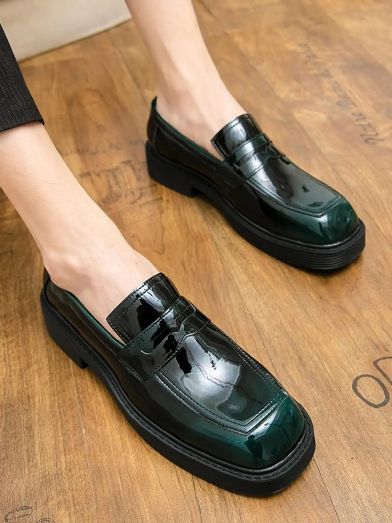 Men's Fashionable Solid Color Slip-on Loafers, Casual Comfortable Formal Business Style Loafers for Work Office, Male All-match Square Toe Shoes for Daily Wear