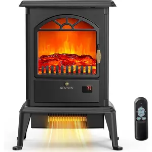 Bonnlo 22.4"H Electric Fireplace Heater, 1500W Freestanding Fireplace Stove w/ 3D Flame Effect, Remote, Timer, Adjustable Temperature Overheat & Tip-Over Protections, Suit for Home, Bedroom Indoor Use