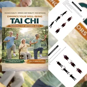 Tai Chi Gentle Exercise Guide Book, Suitable for Seniors, 10-Minute Daily Workout, Sit and Stand, Balance and Joint Flexibility, 4-Week Home Training Plan