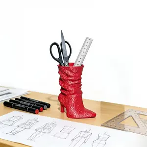 Creative High Heel Boot Pen Holder Decorative Item, Style Home Desktop Storage Ornament, Office Desk Craft Accessory, Pen Cups, Desk Accessories, Stationery