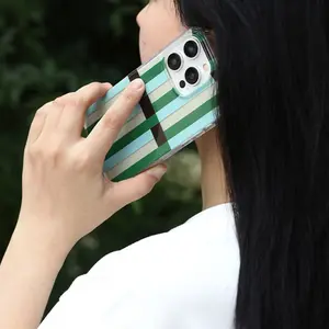 Crystal Clear Light Ind, Simple Patchwork Stripes, Large Hole Design, Couple Set, Cover, Protection, Fits iPhone 11 12 13 14 15 16 17 Pro Max