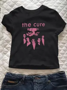 Women’s The Cure Print Round Neck Tee | Y2K Style Crew Neck Short Sleeve T-Shirt for Daily Wear