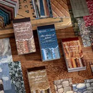 50 Sheets/book Basic Collage Series Decorative Stickers, Colorful Background Stickers for Arts & Crafts Projects, Creative DIY Scrapbooking Supplies