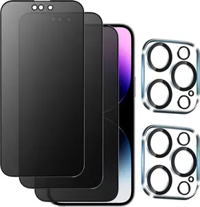 (1 Set 5 count) 3 count  Anti-Glare Screen Protector Anti-spy Matte Soft Film and 2 count Camera Protector Tempered Glass Protection Designed for  14 Pro Max Full Coverage Anti-Peeping