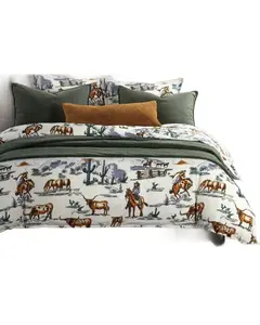 Hiend Accents Unisex 3Pc Ranch Life Reversible Comforter Bedding Set Super Queen - Ws2138-Sq-Df