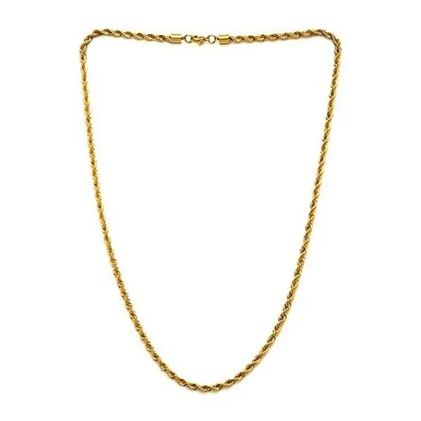 Dante Men's Gold PVD Stainless Steel 4mm Rope Chain Dante Men's Gold PVD Stainless Steel 4mm Rope Chain