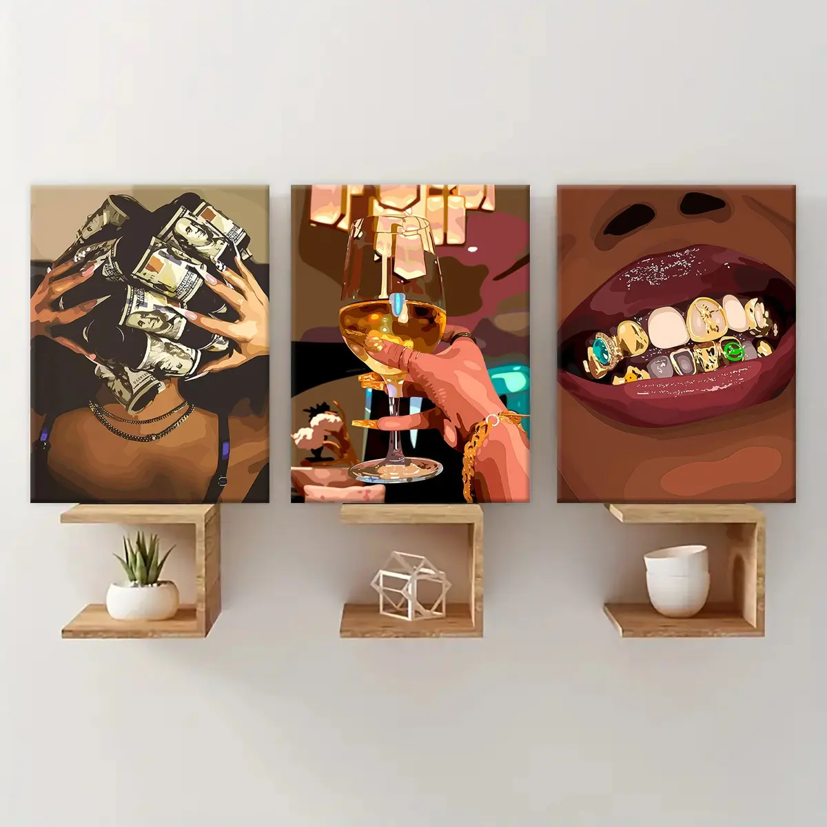 3 count wooden frame canvas, luxury female figure poster, Fashion female decorative art, exquisite mural, fashion bedroom decoration, Modern home Decoration, living room and corridor wall Decoration, HD, waterproof, art 3 count wooden frame canvas, luxury female figure poster, Fashion female decorative art, exquisite mural, fashion bedroom decoration, Modern home Decoration, living room and corridor wall Decoration, HD, waterproof, art