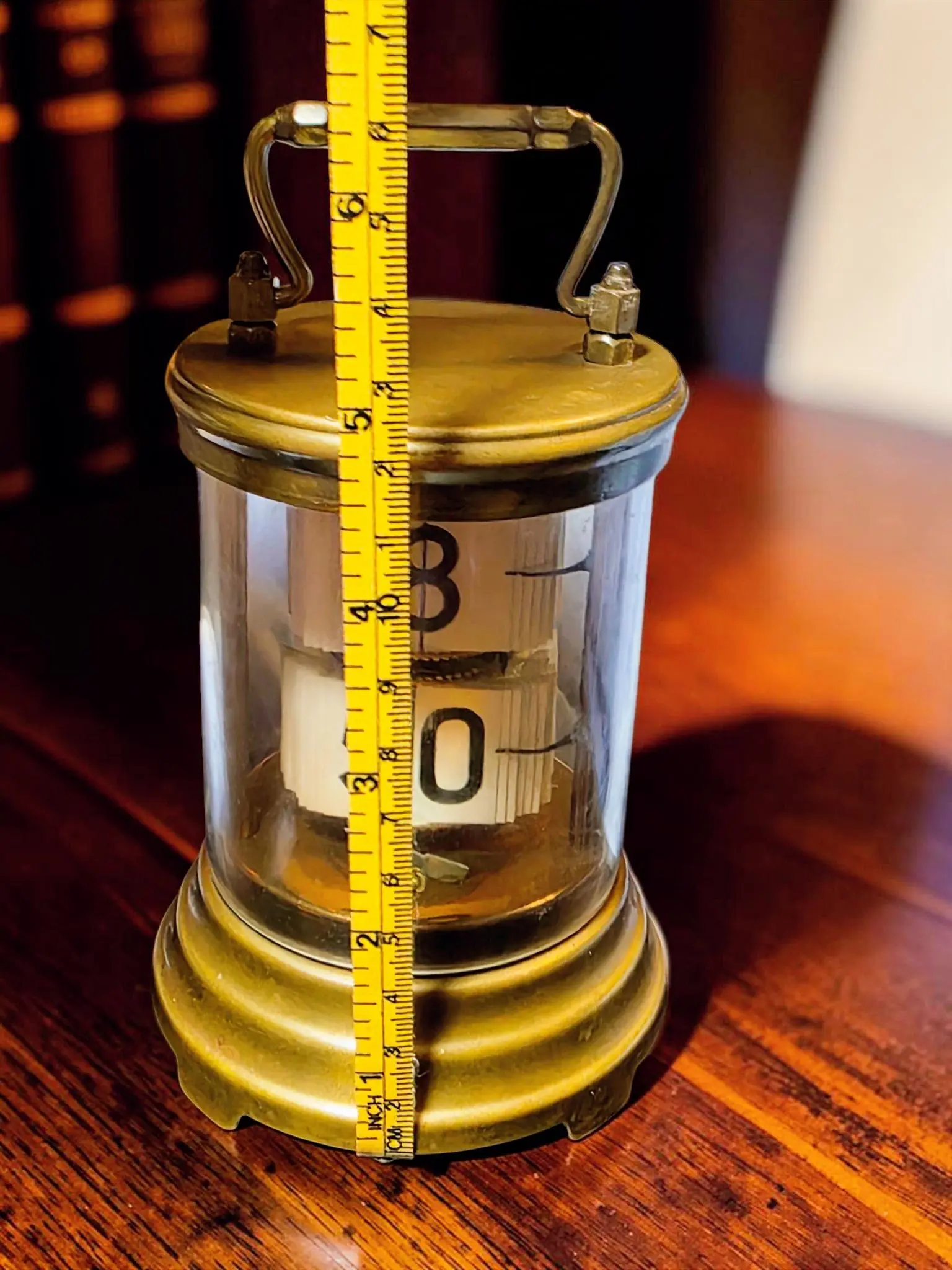 Vintage Industrial Steampunk Minimalist Mechanical Plato Carriage Flip Clock - 1903 Patent, Authentic Brass/Glass Cylinder, Home Decor Accent