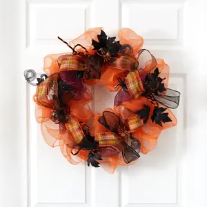 26" Halloween Spider Mesh Wreath