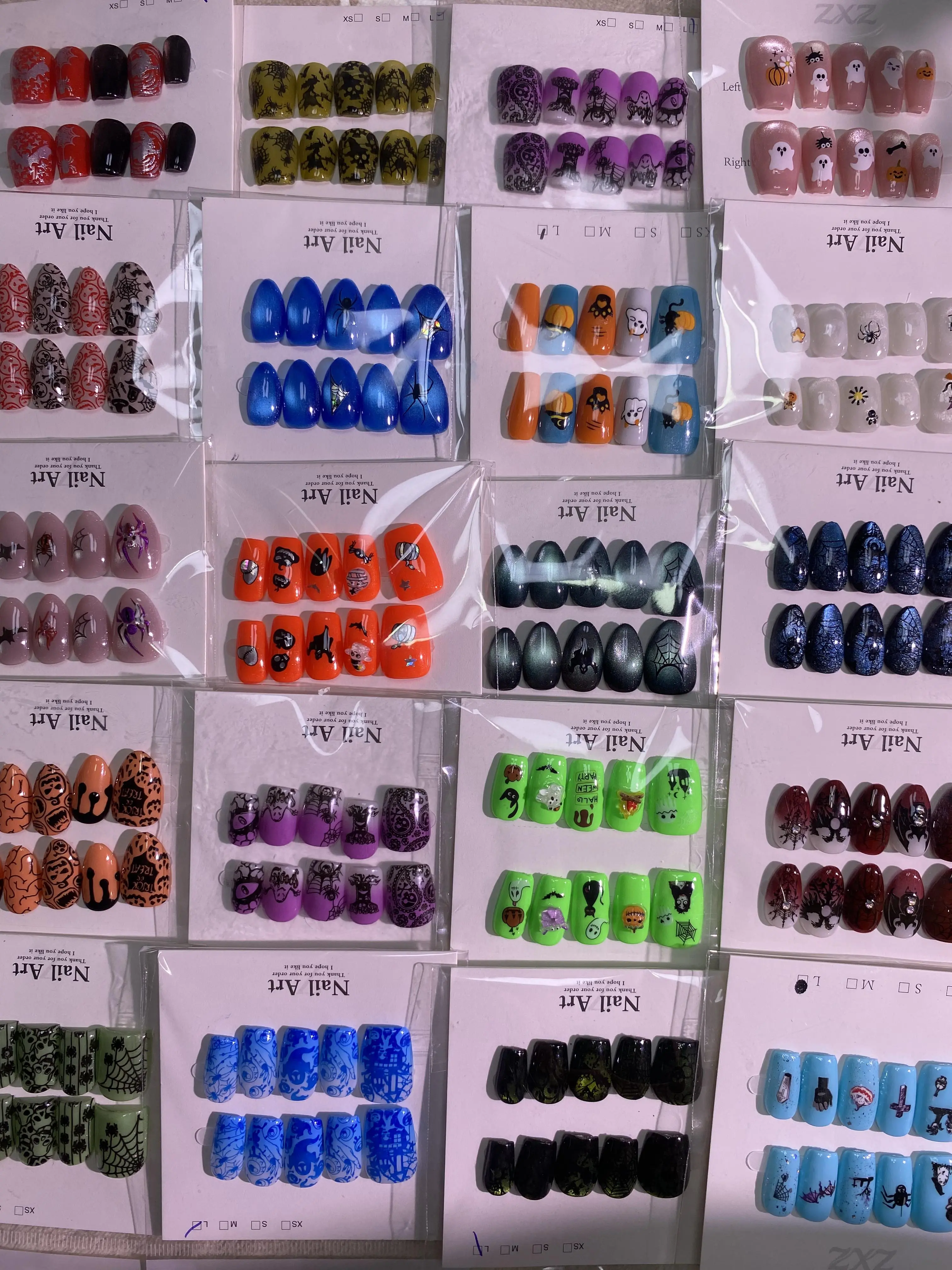 Maddie(19844)gc Assorted Plastic Spooky Nails Sets - Halloween Stuff for Women, 21 Varied Sets, $30 Price, Free Shipping, Plastic Nails