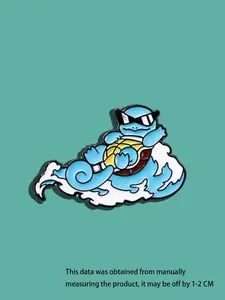 1pc Classic Cartoon Movie Enamel Brooch, Stylish Zinc Alloy Squirtle Design Badge, Perfect for Bags Hats Sweaters, Unisex Fashion Accessories