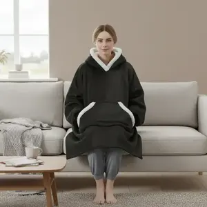 Unisex Hooded Blanket, 350GSM Soft Warm Comfortable Oversized Blanket with Pocket, Mother's Day Gifts, Portable Wearable Blanket for Home Office Travel, Lightweight Cozy Blanket