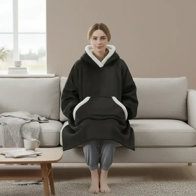 Unisex Hooded Blanket, 350GSM Soft Warm Comfortable Oversized Blanket with Pocket, Mother's Day Gifts, Portable Wearable Blanket for Home Office Travel, Lightweight Cozy Blanket
