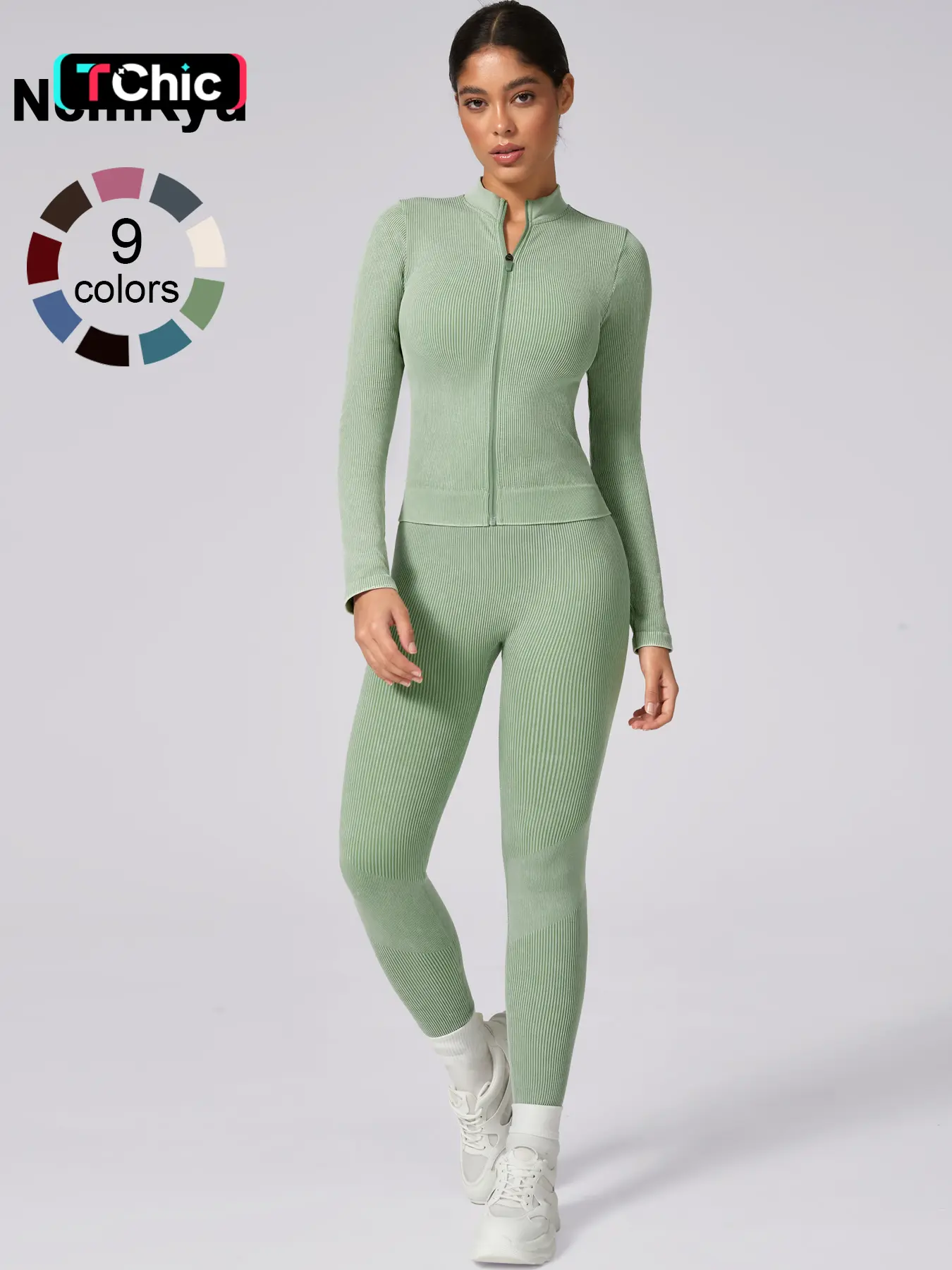 Women's Seamless High Elastic Zipper Long Sleeve High Waist Trousers Yoga Outdoor Running Cycling Hiking Walking Fashion All-match for gym training, A