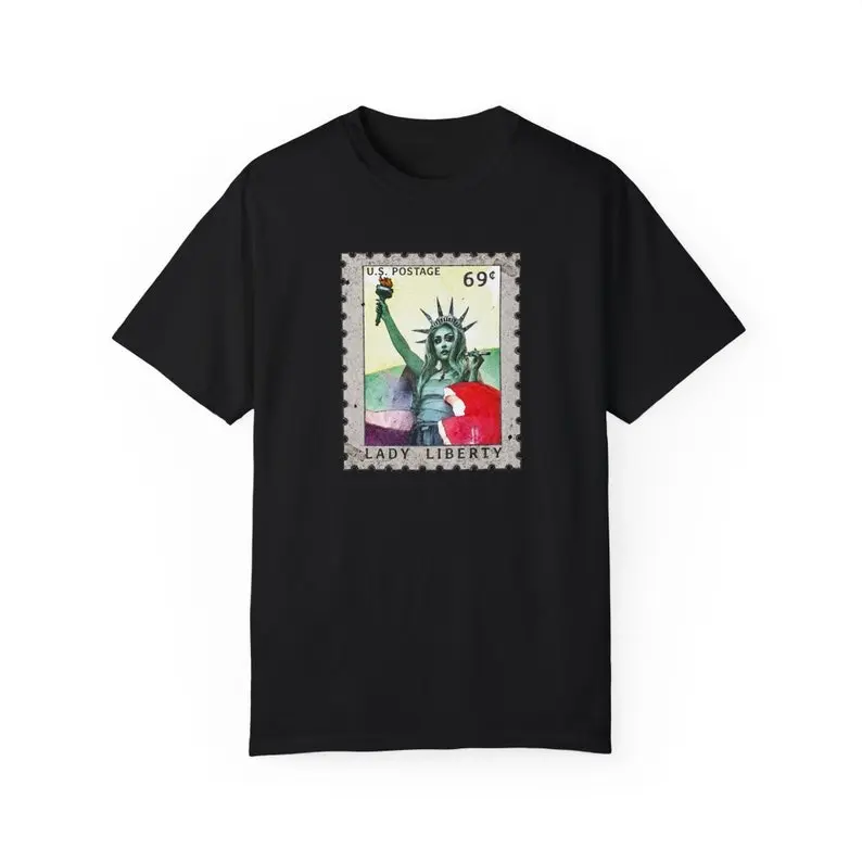 Chappell Roan Lady Liberty Vintage Stamp ft. Gov Ball NYC Pride Statue of Liberty Look - Comfort Colors Gender-Neutral Garment-Dyed T-shirt