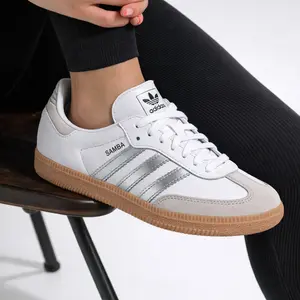 Adidas Samba OG White Silver Metallic Grey JI2725 Women's Fashion Sneaker New