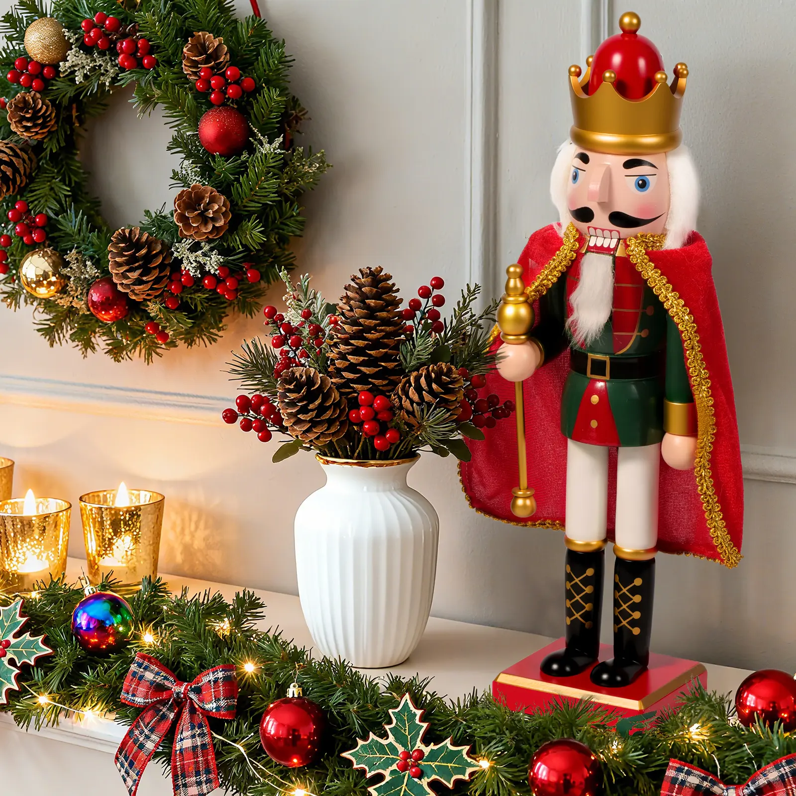 Artisan Nutcracker Puppet  Wooden Soldier Doll for Christmas Collectors, Elegant Desktop Ornament & Holiday Home Decoration Gift