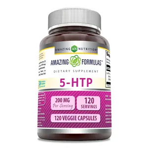 Amazing Formulas 5 HTP (L-5-Hydroxytryptophan) Supplement | 200 Mg per Serving | 120 Veggie Capsules | Non-GMO | Gluten-Free | Made in USA