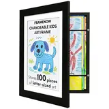 Framenow Magnetic Border MDF Kids Art Frame - Classic Rectangular Frame, Front-Open Access A4/8.5*11in, Wall/Tabletop Mountable, Holds 100+ Pieces, Home Decor Items, Build Mini Gallery/Custom Mini Photo Museum, Playroom Gift, Multiple Packs Compatible