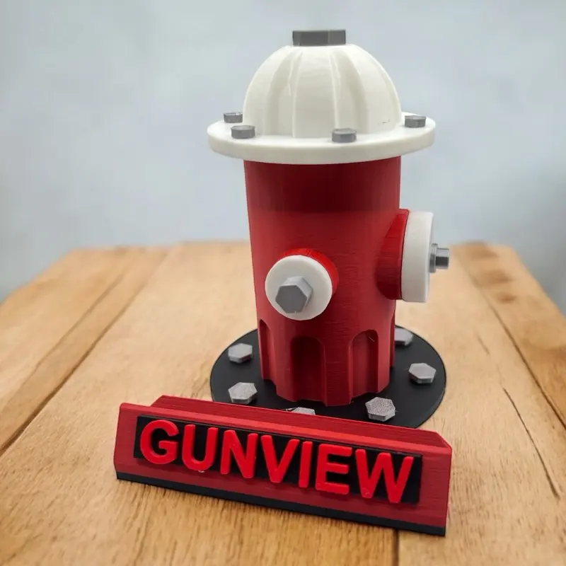 Fire Hydrant Business Card Holder - Custom Nameplate with Red Fire Hydrant and Black Base