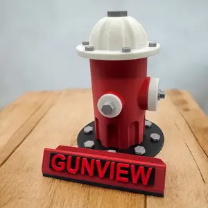 Fire Hydrant Business Card Holder - Custom Nameplate with Red Fire Hydrant and Black Base