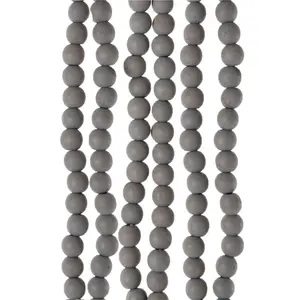 Kurt Adler Wooden Distressed Beaded Garland, Gray, 9ft